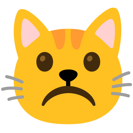 white frowning face cat