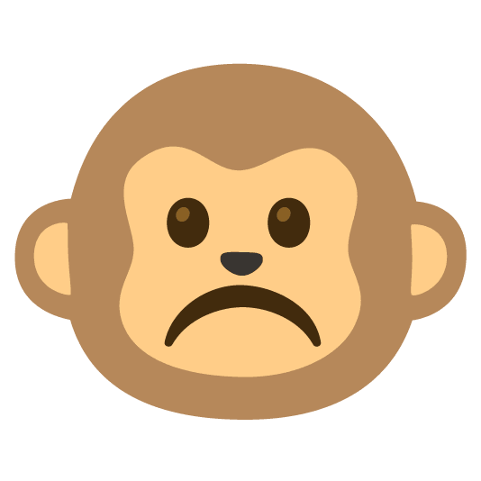 white frowning face monkey face