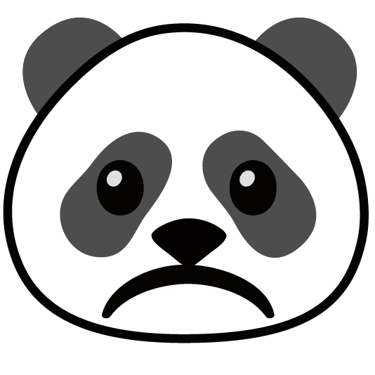white frowning face panda face