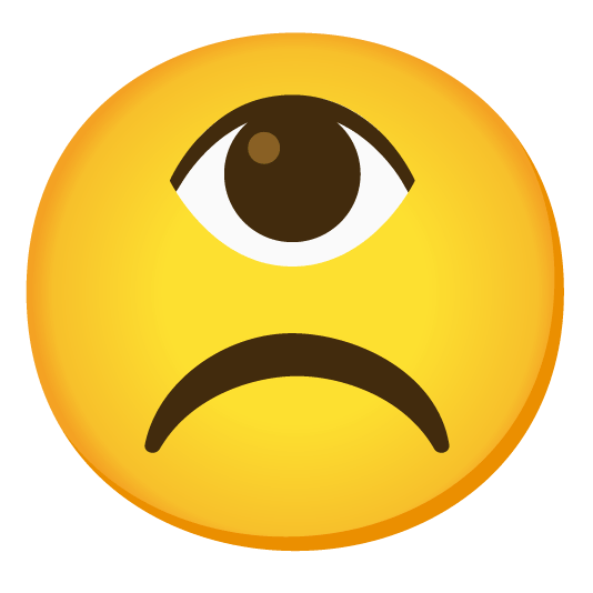 white frowning face eye