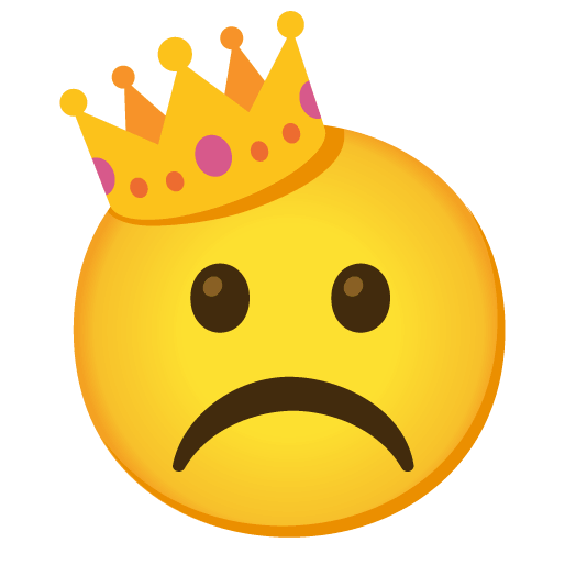 white frowning face crown