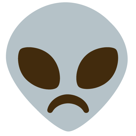 white frowning face alien