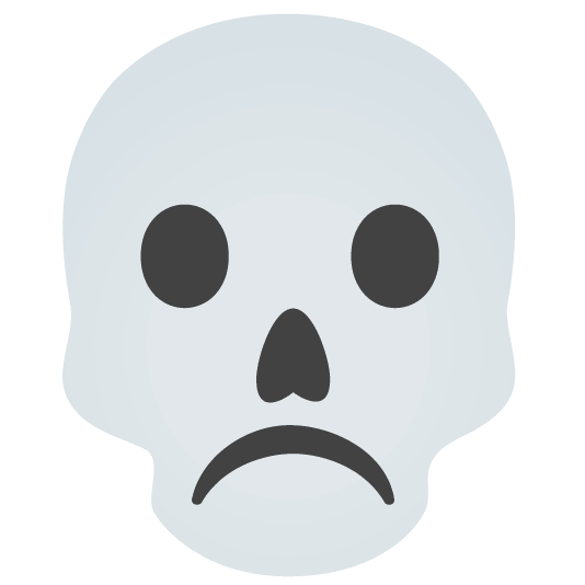 white frowning face skull