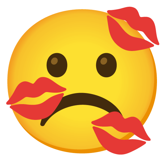 white frowning face kiss
