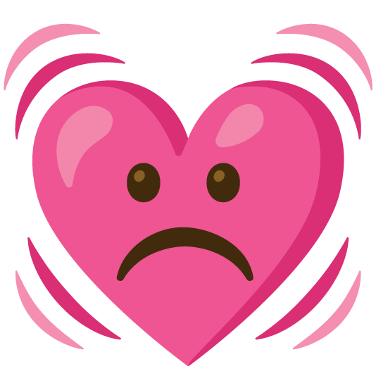 white frowning face heartbeat