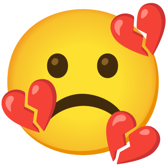white frowning face broken heart