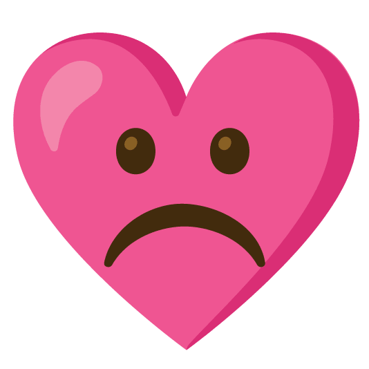 white frowning face gift heart
