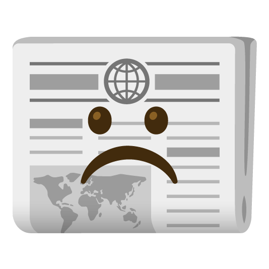 white frowning face newspaper