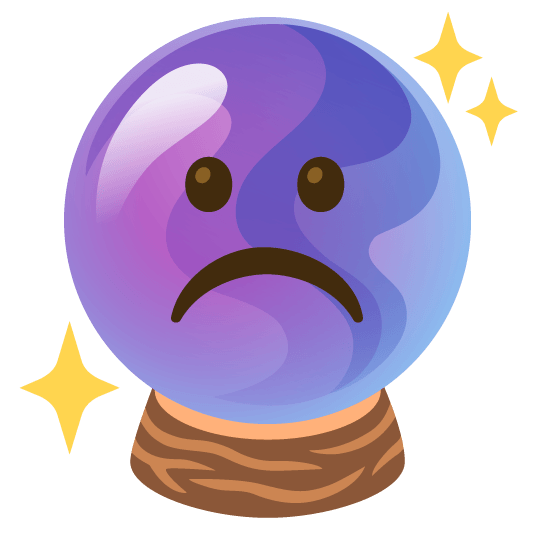 white frowning face crystal ball