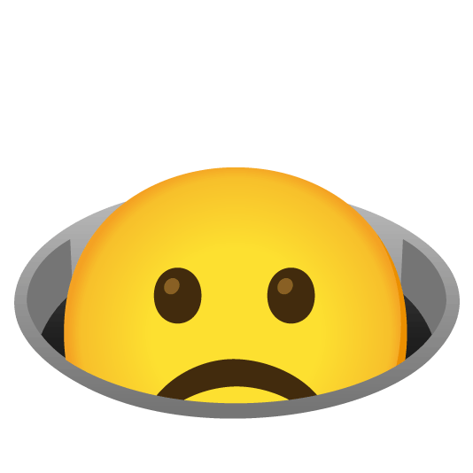 white frowning face hole