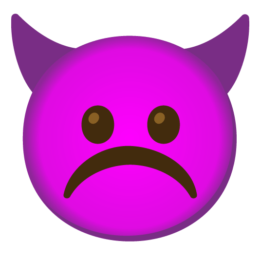 white frowning face smiling imp