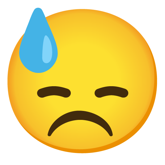 white frowning face sweat