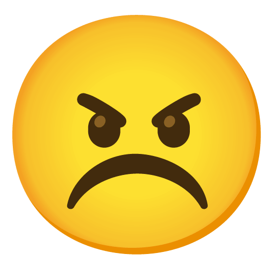 white frowning face angry