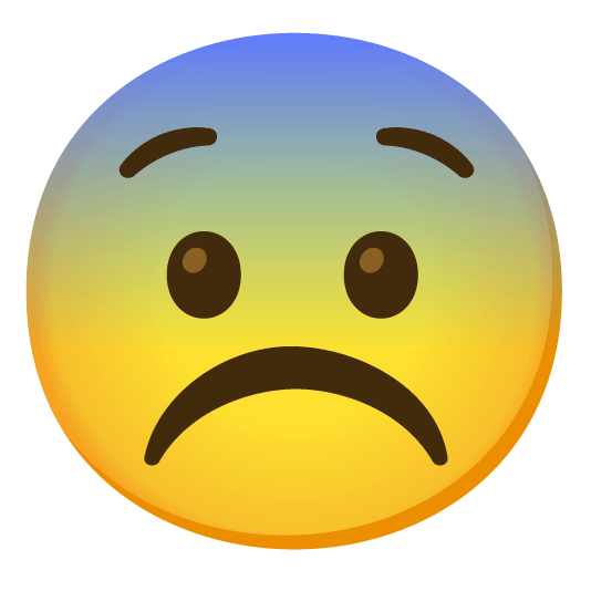 white frowning face fearful