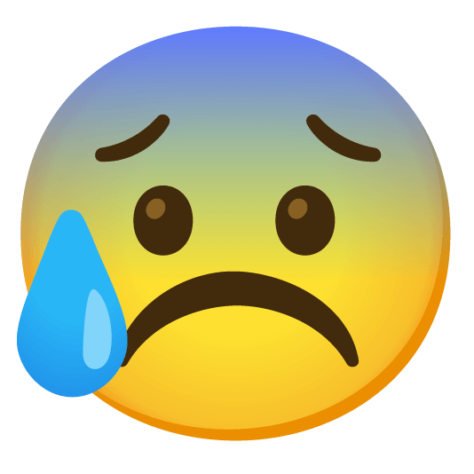 white frowning face cold sweat