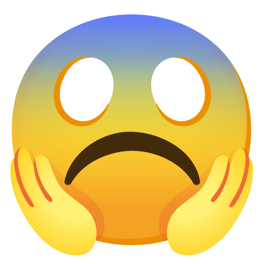 white frowning face scream