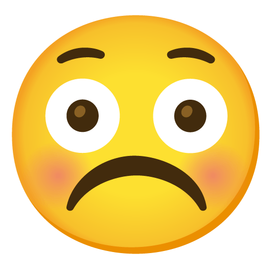 white frowning face flushed