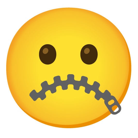 white frowning face zipper mouth face