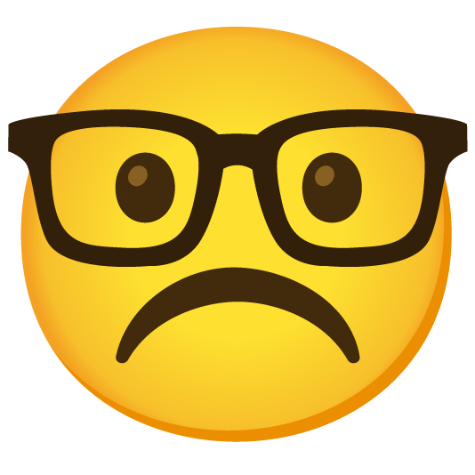 white frowning face nerd face