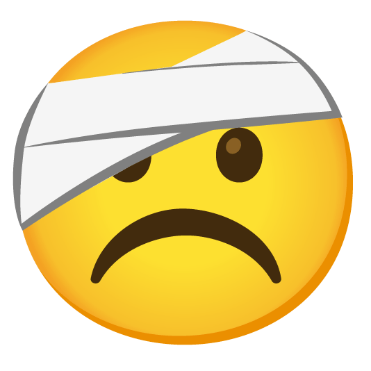 white frowning face face with head bandage
