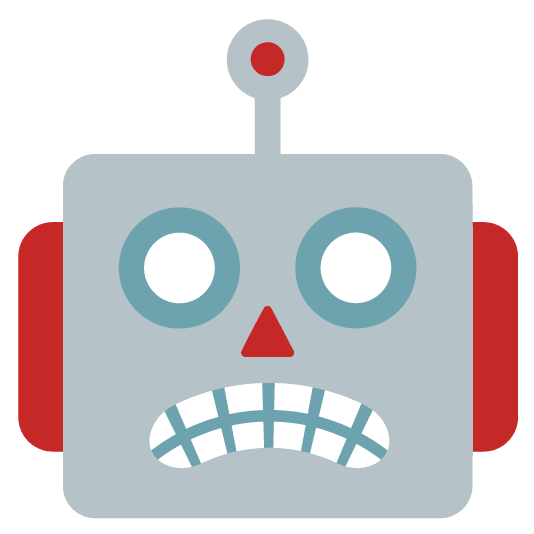 white frowning face robot face