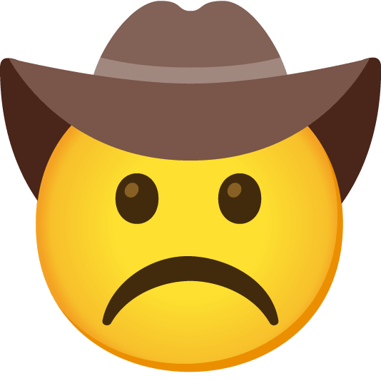 white frowning face face with cowboy hat