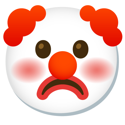 white frowning face clown face