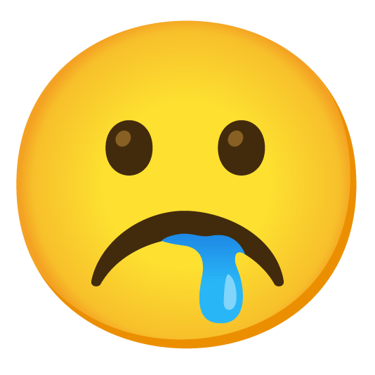 white frowning face drooling face