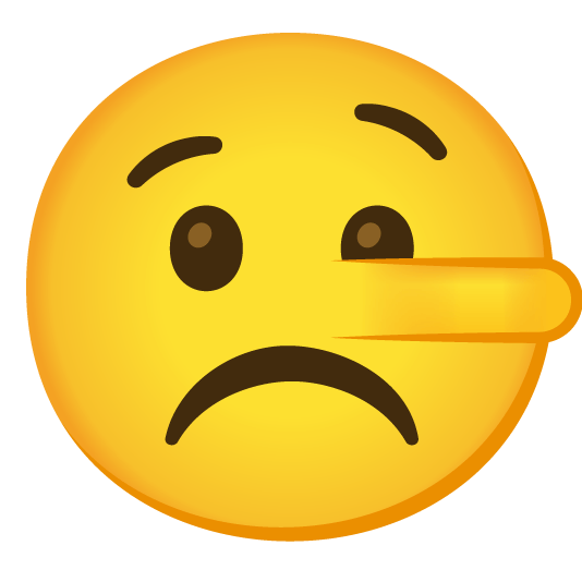 white frowning face lying face