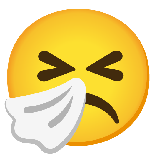 white frowning face sneezing face