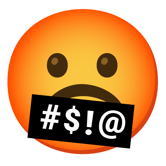 white frowning face face with symbols on mouth