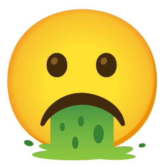 white frowning face face vomiting