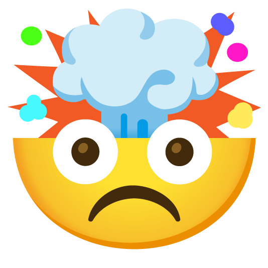 white frowning face exploding head