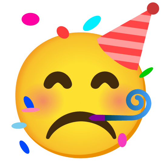white frowning face partying face