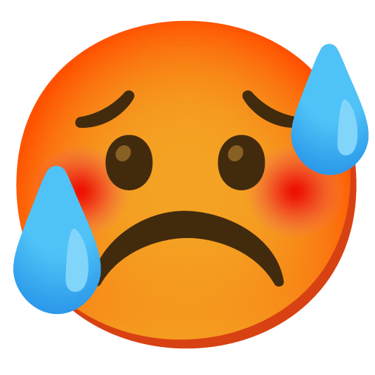 white frowning face hot face