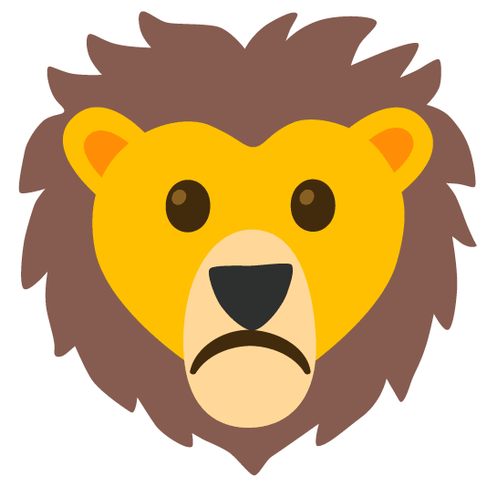 white frowning face lion face