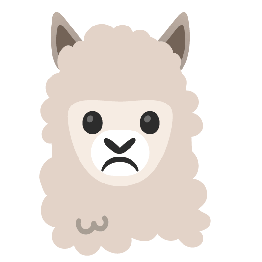 white frowning face llama
