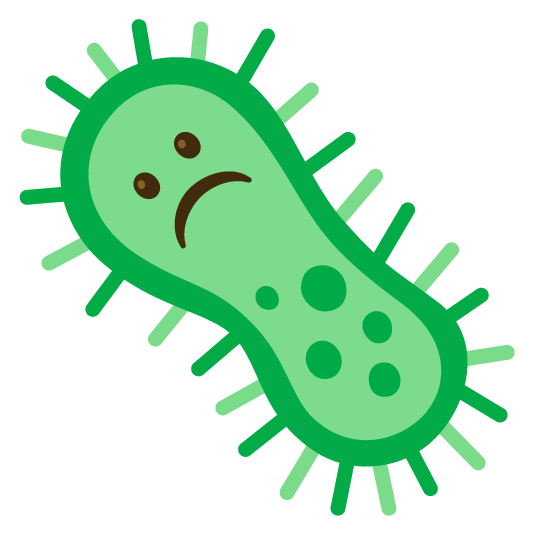 white frowning face microbe