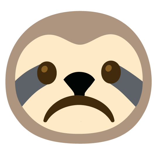 white frowning face sloth