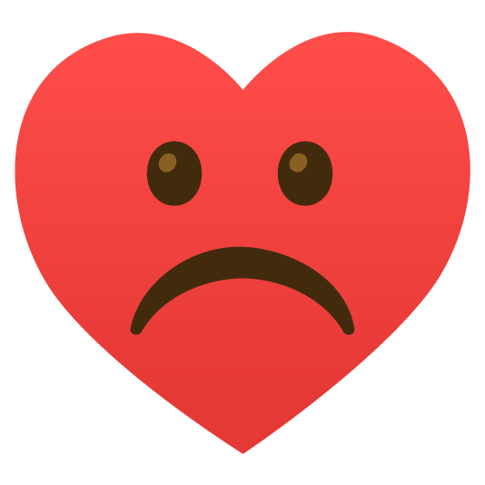 white frowning face hearts