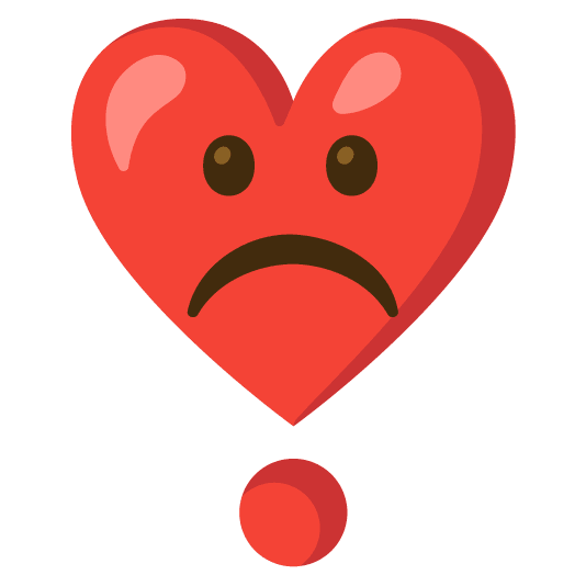 white frowning face heavy heart exclamation mark ornament