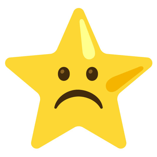 white frowning face star