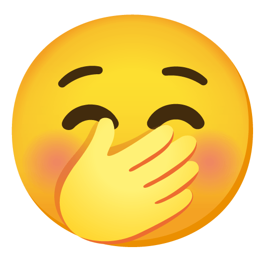 relaxed face with hand over mouth