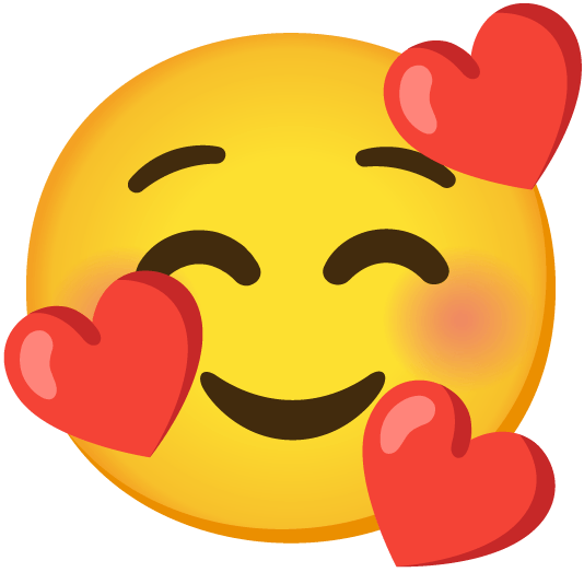 relaxed smiling face with 3 hearts