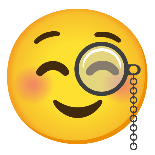 relaxed face with monocle