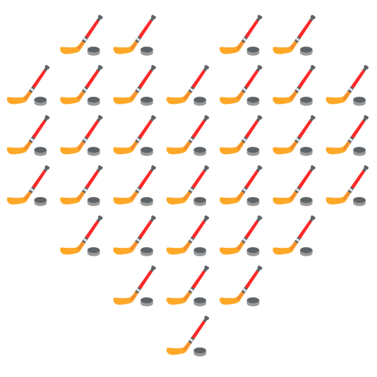 hearts ice hockey stick and puck