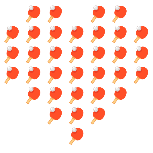 hearts table tennis paddle and ball