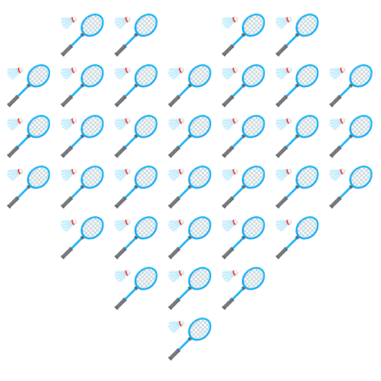 hearts badminton racquet and shuttlecock