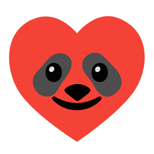 hearts panda face