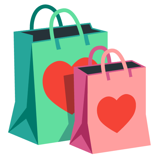hearts shopping bags
